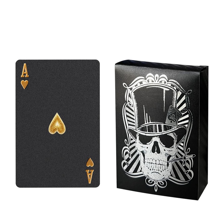 Carti de joc rezistente la apa, carti de joc din plastic, pachet de carti, carti de poker cadou (craniu argintiu)
