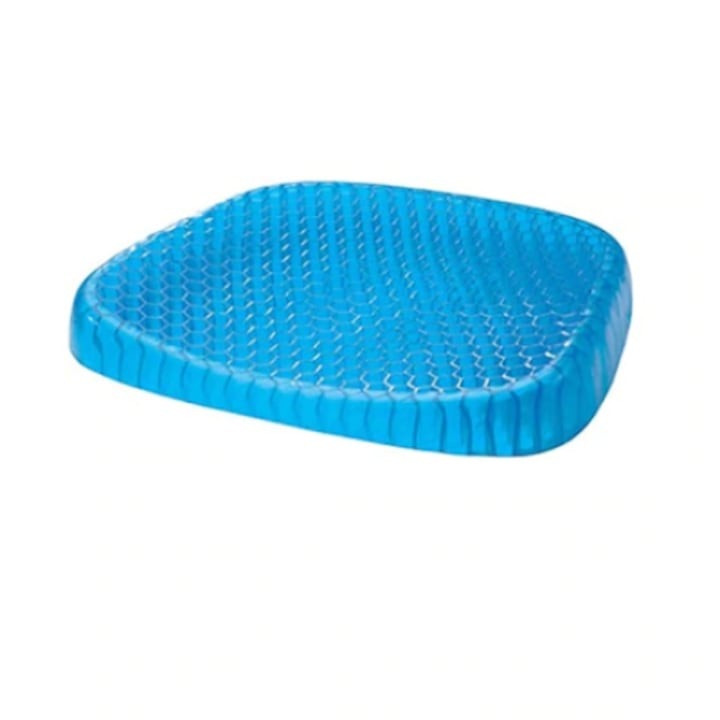 Memory gél párna a hát és a gerinc megtámasztására, huzattal, ortopéd, kék/fekete