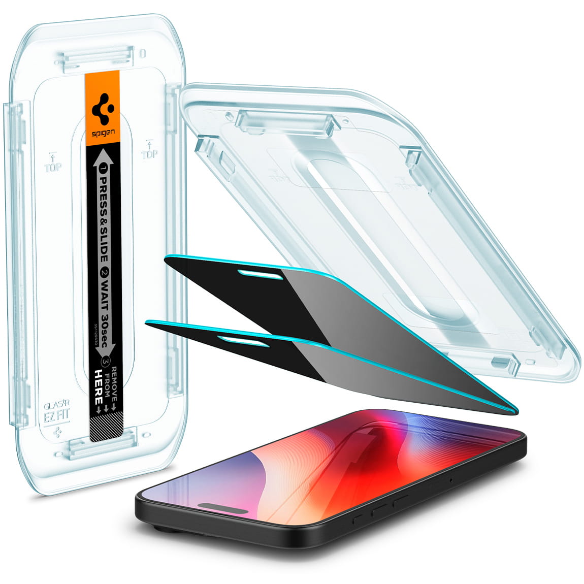Folie pentru iPhone 16 Pro Max (set 2) - Spigen Glas.tR EZ FIT - Privacy