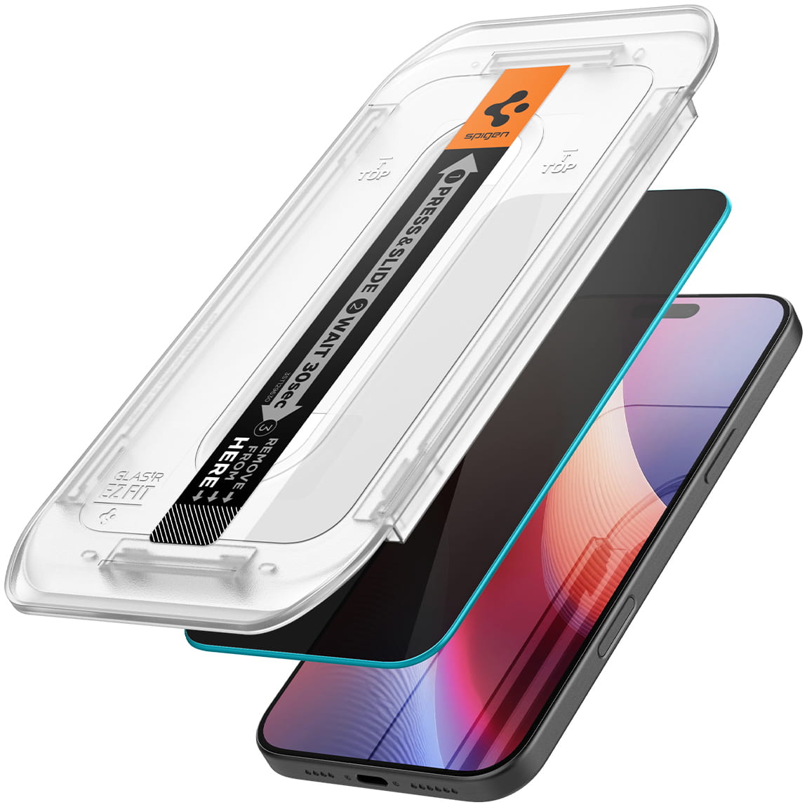 Folie pentru iPhone 16 Pro Max (set 2) - Spigen Glas.tR EZ FIT - Privacy