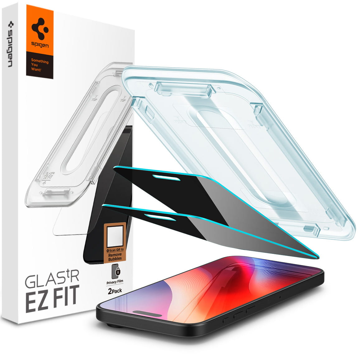 Folie pentru iPhone 16 Pro Max (set 2) - Spigen Glas.tR EZ FIT - Privacy