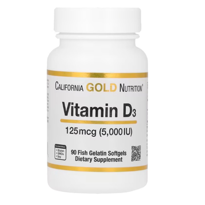 Vitamina D3, California Gold Nutrition, 125 mcg (5.000 UI), 90 capsule moi