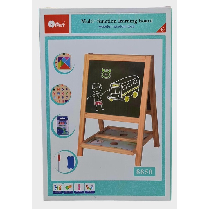 Tablita din lemn, multifunctionala, 2 fete, scris cu creta si desenat cu marker, magnetica