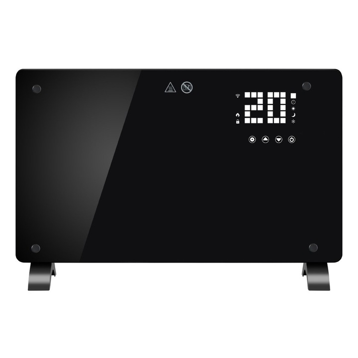 Elektromos konvektor, Fitilomania, 2000W, Wi-Fi, érintőképernyős, fekete, 82.3x12x45.6cm