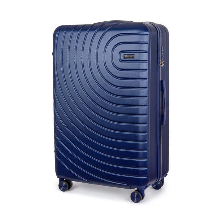 Troler, Valiza pe roti mediu, 4 roti duble cu rotatie 360°, Bleumarin, M, 56L, SOLIER® AVENTOR 1064 NAVY 24'