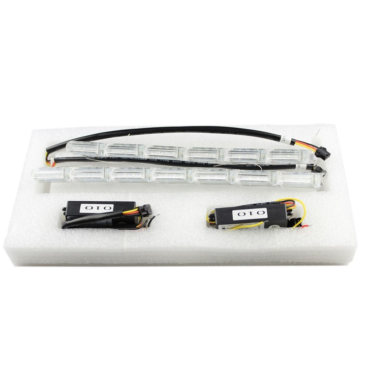 Lumini de zi flexibile cu semnalizare progresiva, dinamica (tip Audi) cu 16 module efect Matrix flow - L8