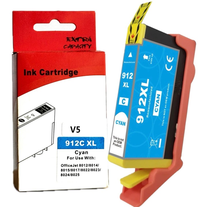 Съвместима мастилена касета 912XL, циан, 3YL81AE, 10.5 ml, за HP OFFICEJET 8012, OFFICEJET 8013, OFFICEJET 8014, OFFICEJET 8015, OFFICEJET PRO 8022, OFFICEJET PRO 8024, OFFICEJET PRO 8025, OFFICEJET PRO 8035