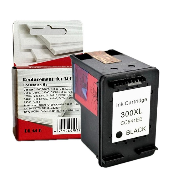 Съвместима мастилена касета HP 300XL, черна, 18 мл, за HP Deskjet D1600 СЕРИЯ D1658 D1660 D1663 D1668 D2500 D2500 СЕРИЯ D2530 D2545 D2560 D2563 D2566 D2568 D2600 СЕРИЯ D2645 D2660 D2663 D2666 D2668 D2680 D5560 D5563 D5568 D5660