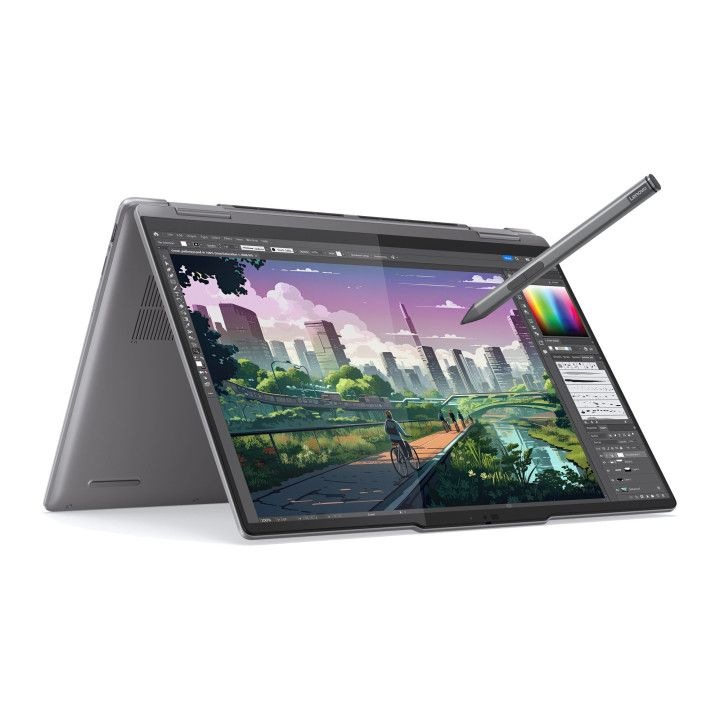 Laptop Lenovo Yoga 7 2 az 1-ben 14AHP9, 14 hüvelykes, 1920 x 1200 érintőképernyő, AMD Ryzen 5 8640HS 6 C / 12 T, 3,5 GHz - 4,9 GHz, 12 MB gyorsítótár, 16 GB LPDDR5x, AMDDR5x, 7 AMDDR6x , Windows 11 Home, Arctic Gray