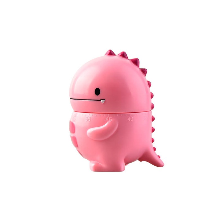 Timer de bucatarie mecanic, 60 minute, fara baterii, roz