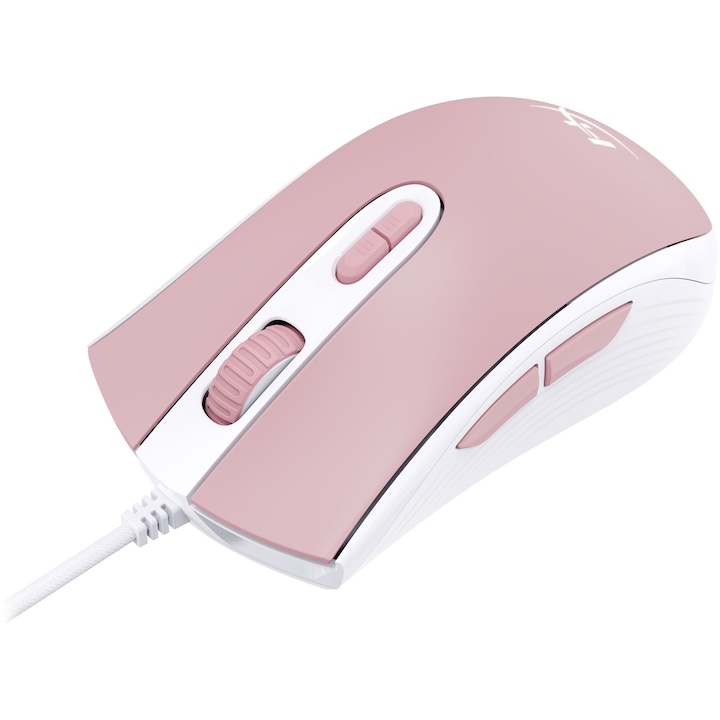 Mouse Gaming, Hyperx Pulsefire Core, Senzor Optic Pixart 3327, 7 Butoane Programabile, Iluminare RGB Personalizabila, Durabilitate 20 Milioane De Clicuri, 119 x 64 x 41 mm, Alb-Roz