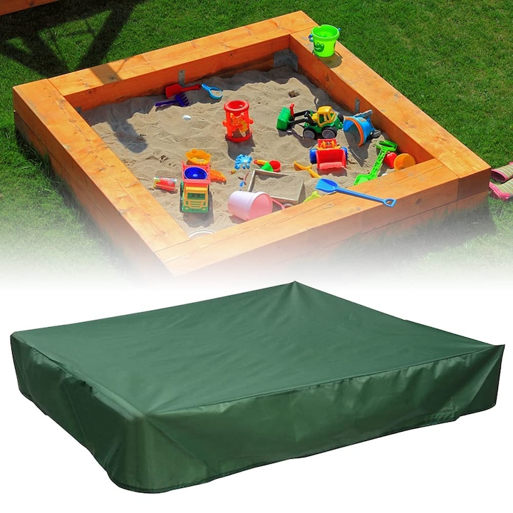 Capac durabil pentru cutie de nisip, rezistent la intemperii cu tiv elastic, orificii de ventilatie din plasa pentru fluxul de aer, depozitare pliabila, se potriveste cu nisip, piscina si gradina