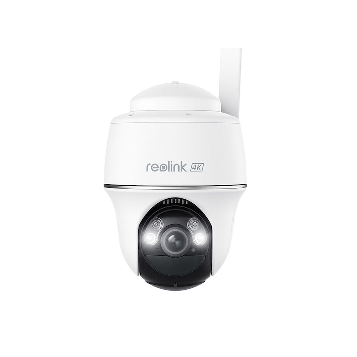 Camera de supraveghere cu sirena Netatmo Smart, Exterior, Control Wi-Fi, Detectare persoane / masini / animale, Compatibila cu iOS si Android, Alb