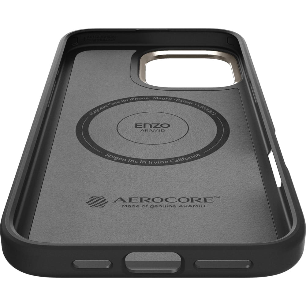 Husa Spigen Enzo Aramid Mag do MagSafe pentru iPhone 16 Pro, negru si bej