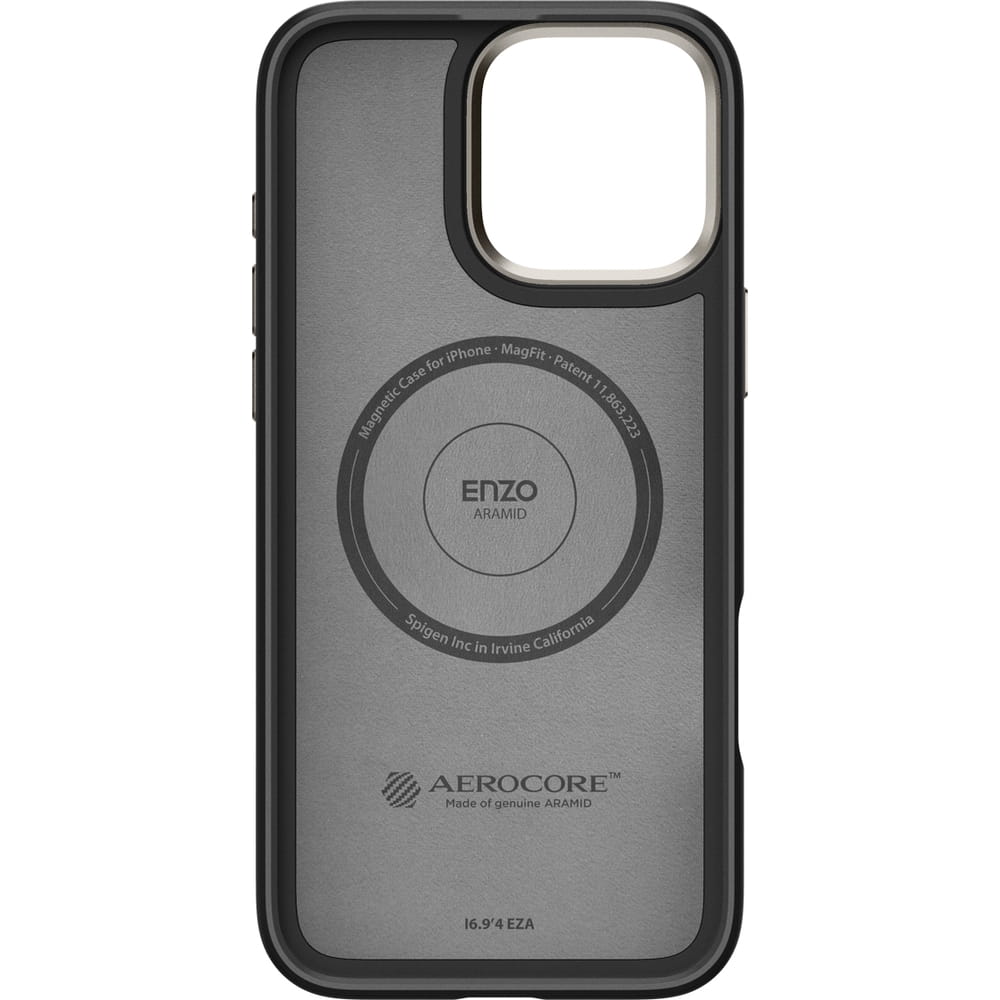 Husa Spigen Enzo Aramid Mag do MagSafe pentru iPhone 16 Pro, negru si bej