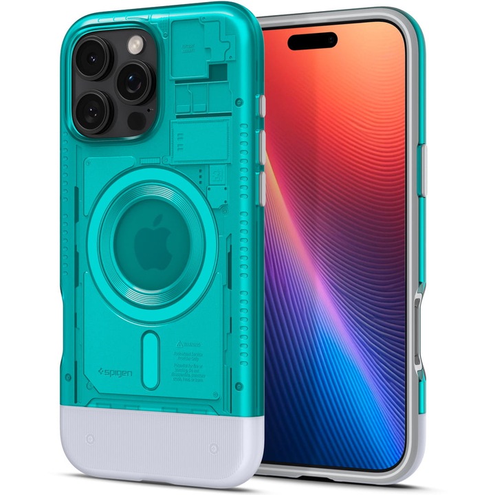 Калъф Spigen Classic C1 Mag MagSafe за iPhone 16 Pro Max, тюркоазен