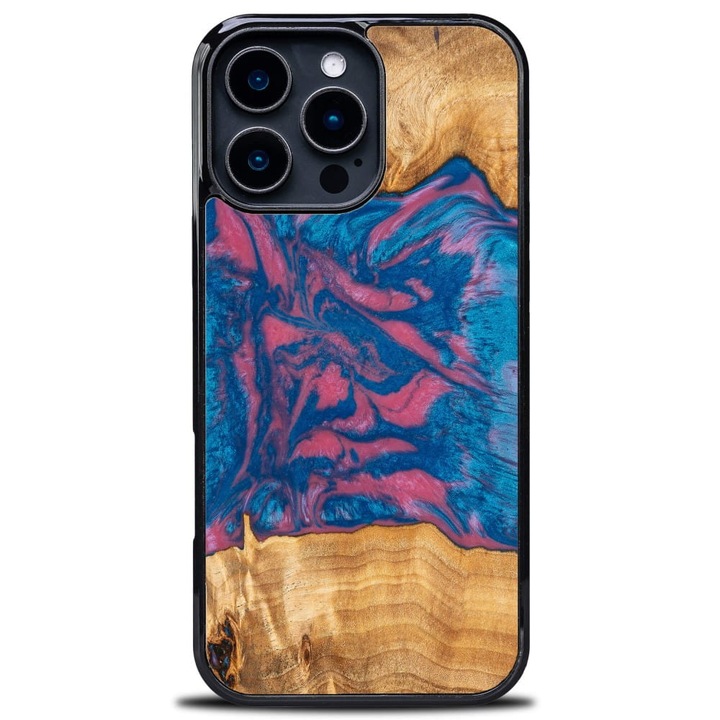 Bewood Unique Neons - Vegas tok iPhone 16 Pro Max telefonhoz, barna / kék