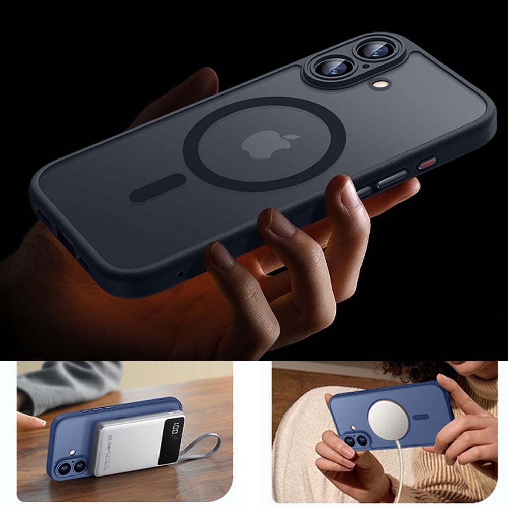 Husa de protectie, pentru iPhone 16 Plus, MagSafe, anti-soc, silicon, gri titan