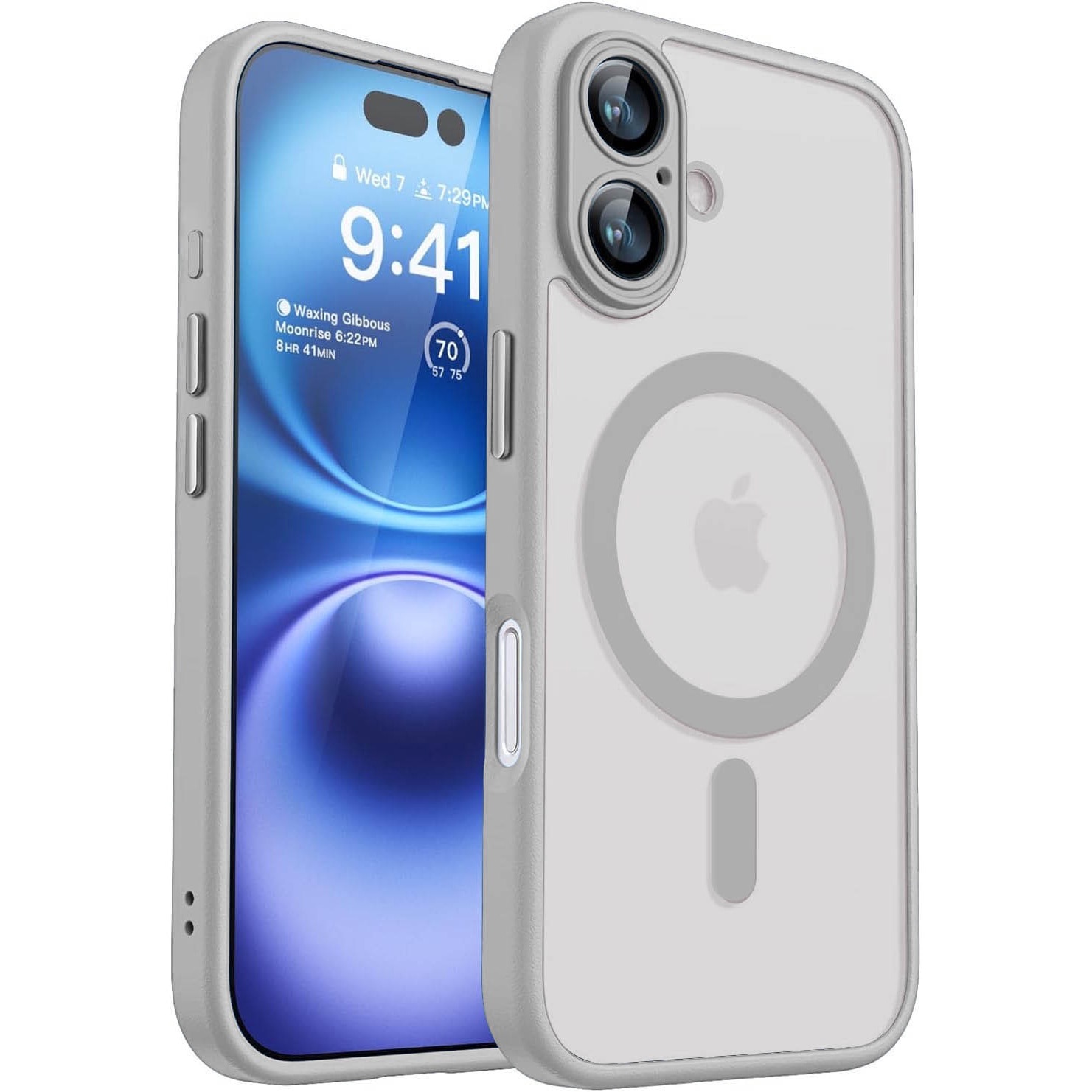 Husa de protectie, pentru iPhone 16 Plus, MagSafe, anti-soc, silicon, gri titan