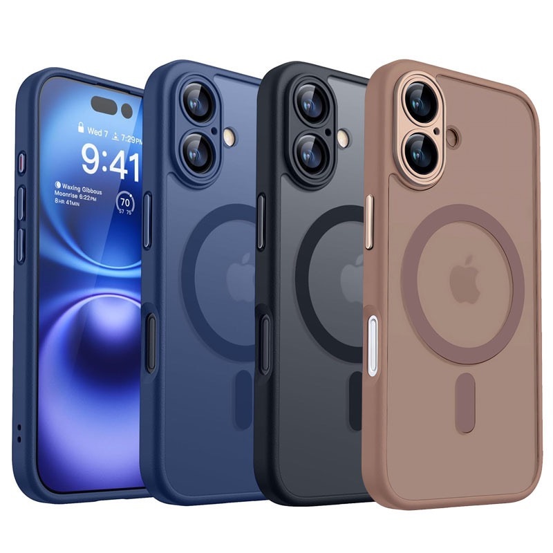 Husa de protectie, pentru iPhone 16 Plus, MagSafe, anti-soc, silicon, gri titan