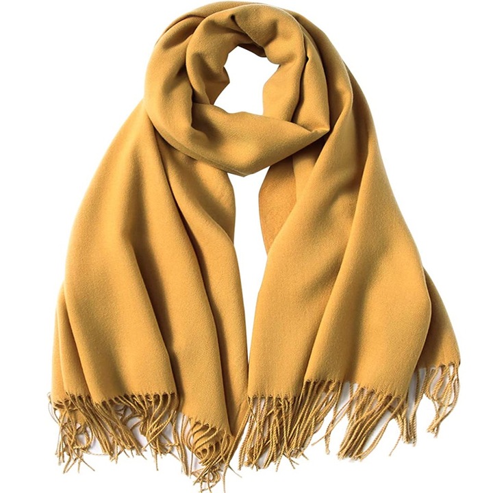Fular dama, Lana, 200 x 70 cm, Galben