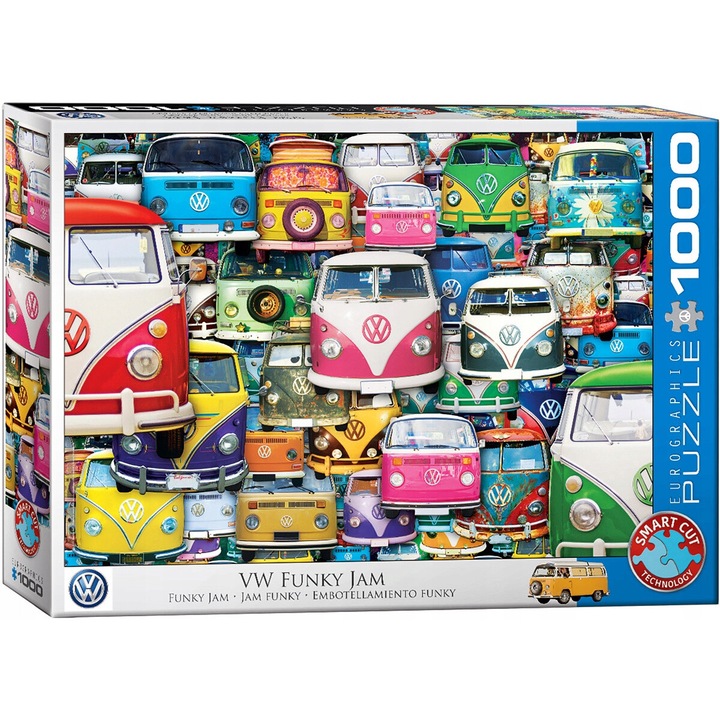 Puzzle artistice Eurographics, VW Funky Jam, Volkswagen, masini, Autobuze, 1000 piece, 48x68cm, 6000-5423