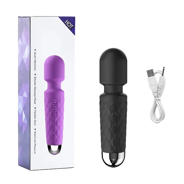 Mini vibrátor, SUB, 8 sebesség, 20 vibrációs mód, fekete, USB tölthető