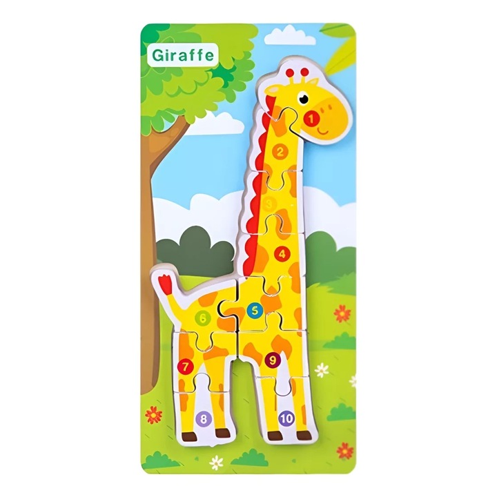 Zsiráf süllyesztett fa puzzle