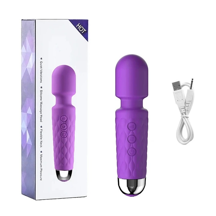 Mini vibrátor, SUB, 8 sebesség, 20 vibrációs mód, lila, USB újratölthető
