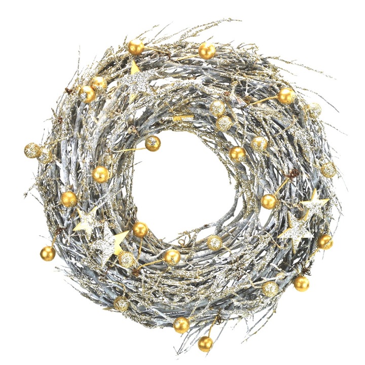 Coronita din rachita cu bile aurii Ø26 cm