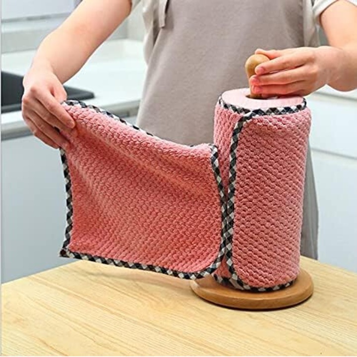 Lavete de bucatarie super absorbante, Enforose, coral velvet, set 10 bucati, reutilizabile, design cu carlig pentru agatat