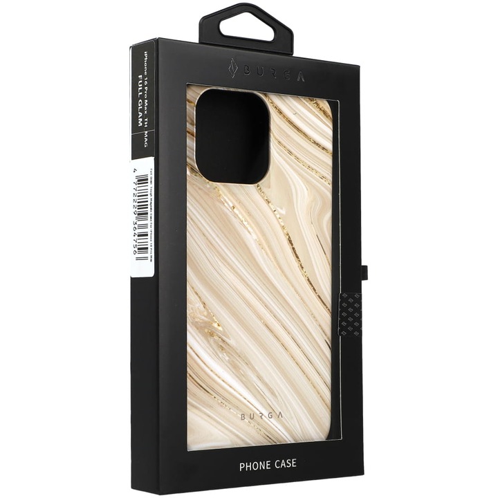 Husa Burga Full Glam Tough Magnetic pentru iPhone 16 Pro Max, bej cu model