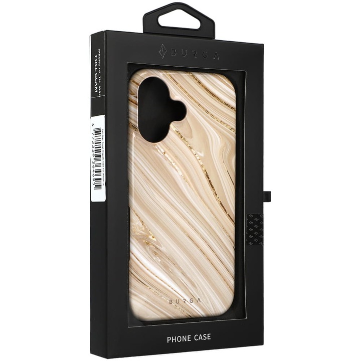 Husa Burga Full Glam Tough Magnetic pentru iPhone 16, bej cu model