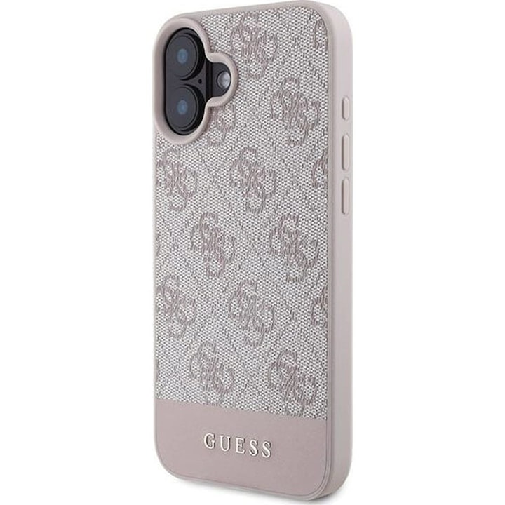 Husa Guess Hardcase 4G Bottom Stripe pentru iPhone 16 Plus, roz