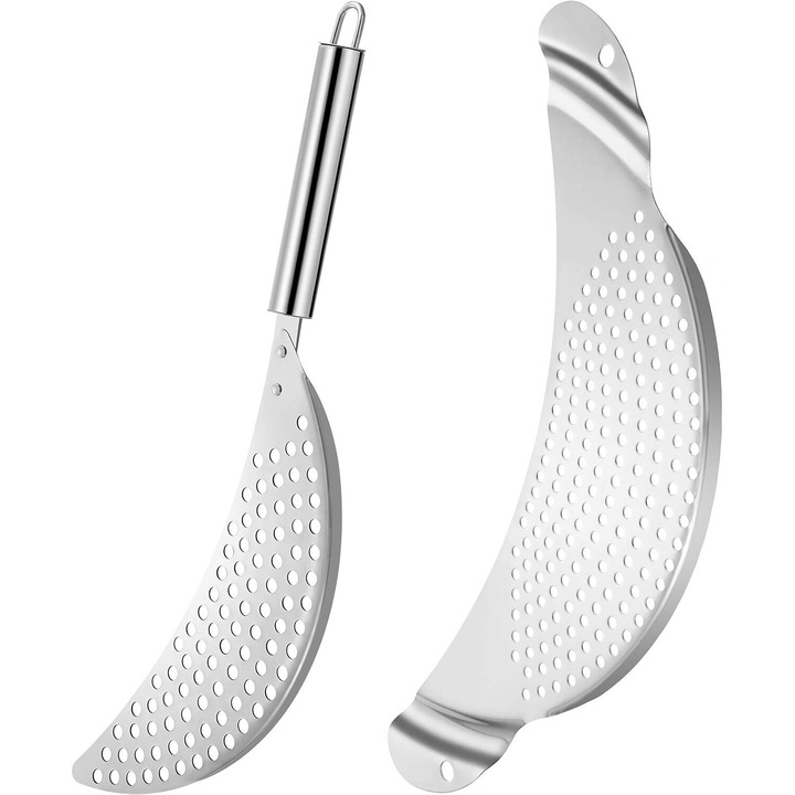 Цедка от неръждаема стомана Enforose, безкапково изливане, топлоустойчива дръжка, комплект 2 броя