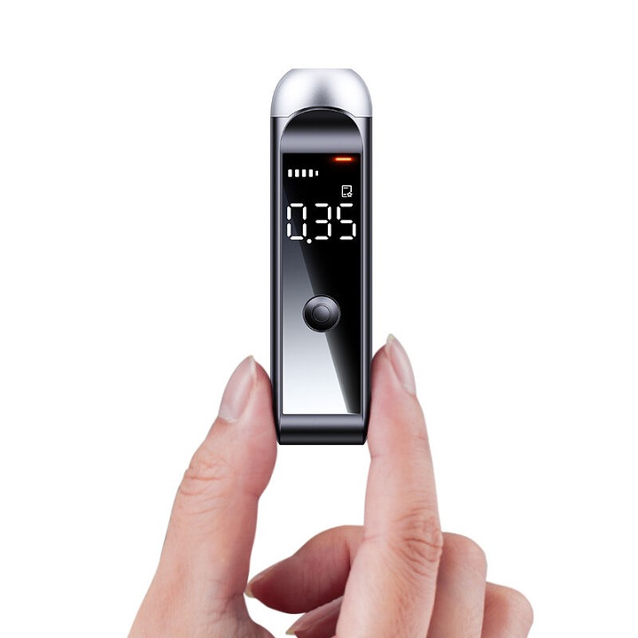 Tester de alcool portabil, WALALLA, negru, 103x28x16mm, senzor electrochimic, USB reincarcabil