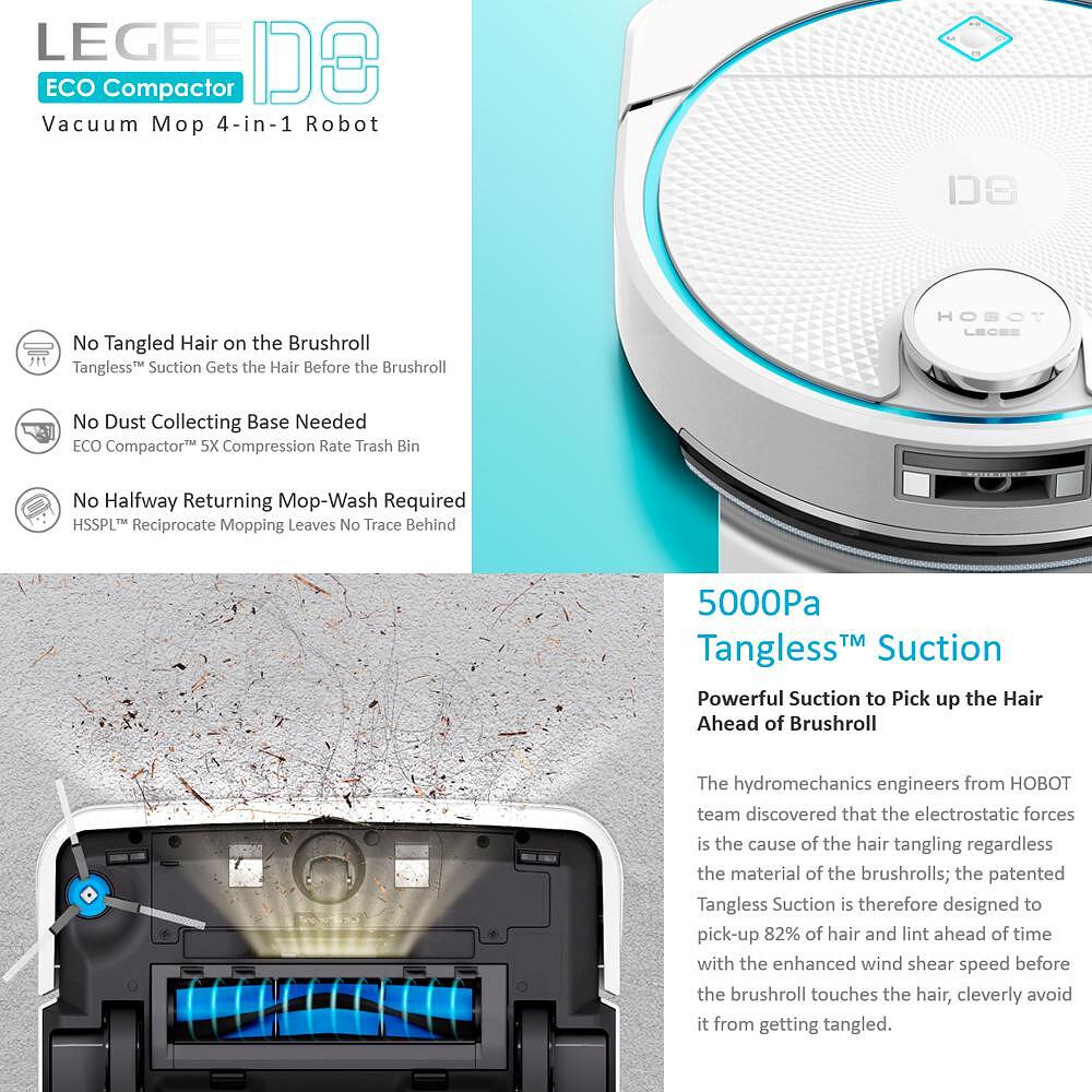 Robot Aspirator Legee D8 + Baza LULU, Spalare, Uscare, Reumplere, Reincarcare
