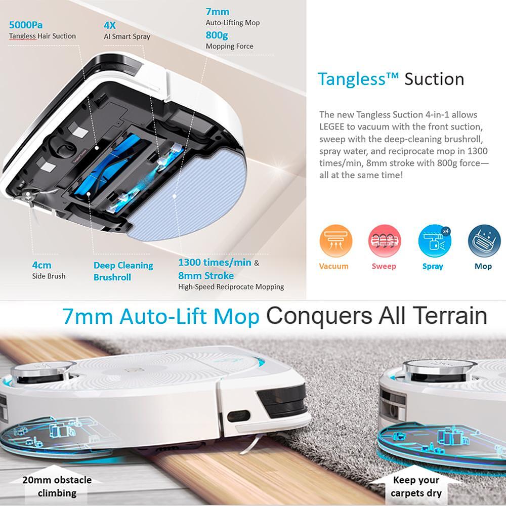 Robot Aspirator Legee D8 + Baza LULU, Spalare, Uscare, Reumplere, Reincarcare