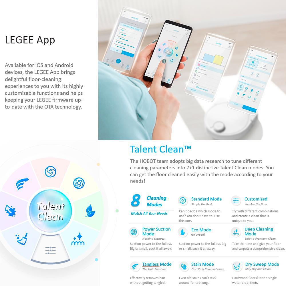 Robot Aspirator Legee D8 + Baza LULU, Spalare, Uscare, Reumplere, Reincarcare