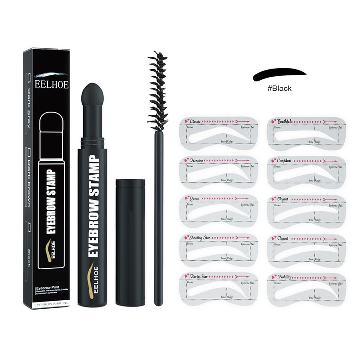 Kit eyeliner sprancene EELHOE, set aplicare rapida, waterproof, negru, 12.5x1x2.1cm