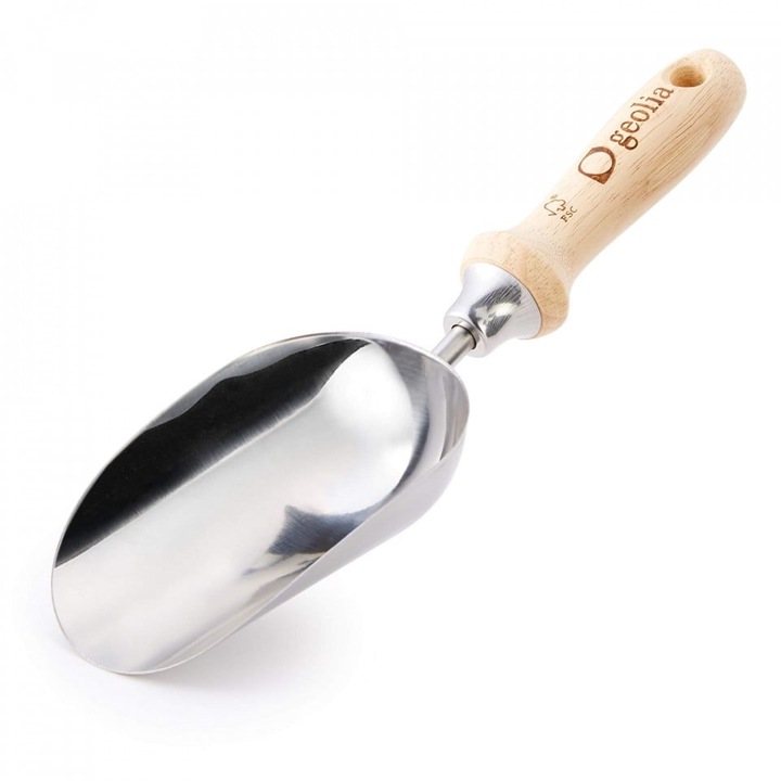 Lopatica din inox cu gura larga pentru miere cristalizata cu maner din lemn