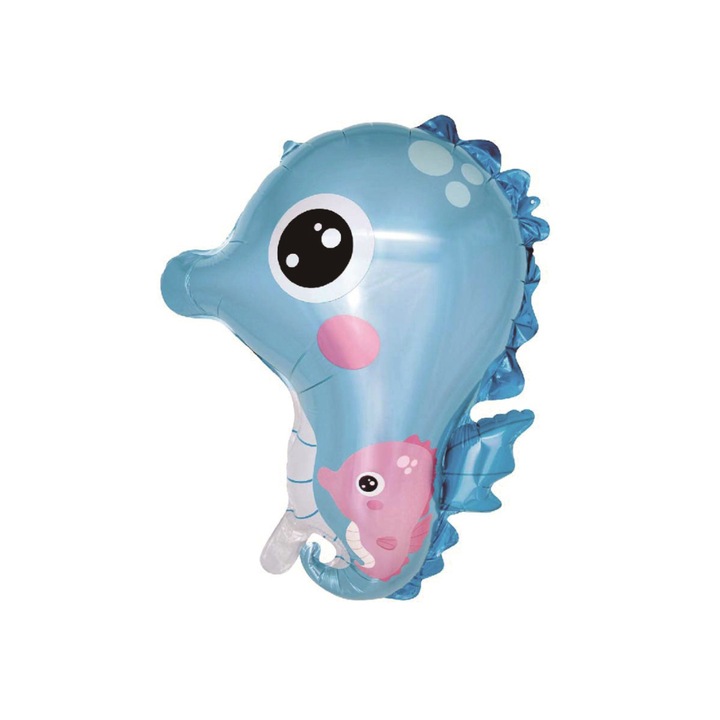 Balon party, folie metalizata albastru, 65×55 cm, calut de mare