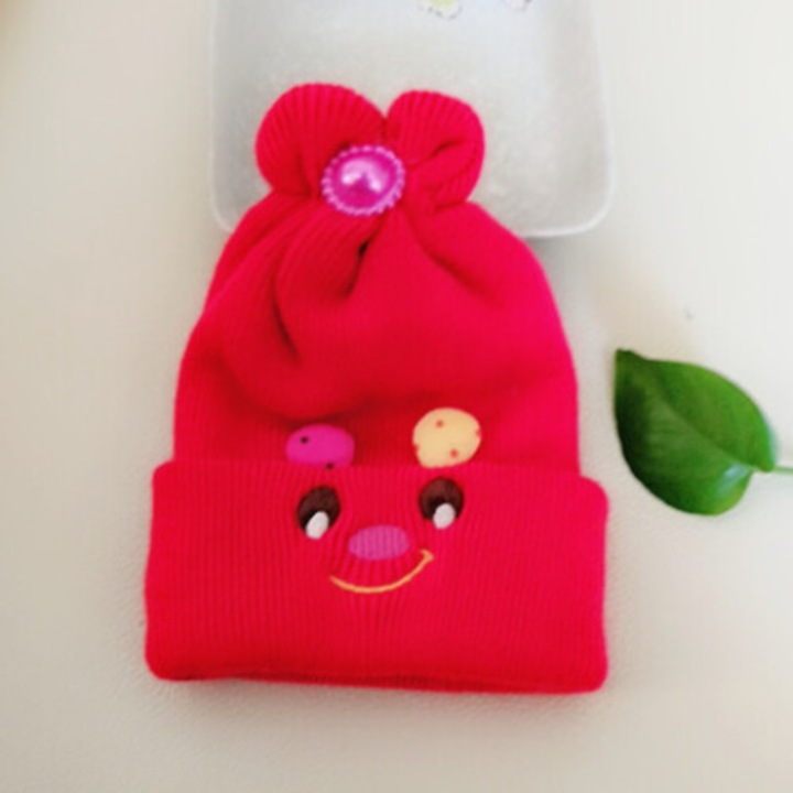 Caciula pentru bebelusi handmade, Zeaicos, cu broderie iepure, multicolor, sezon toamna-iarna