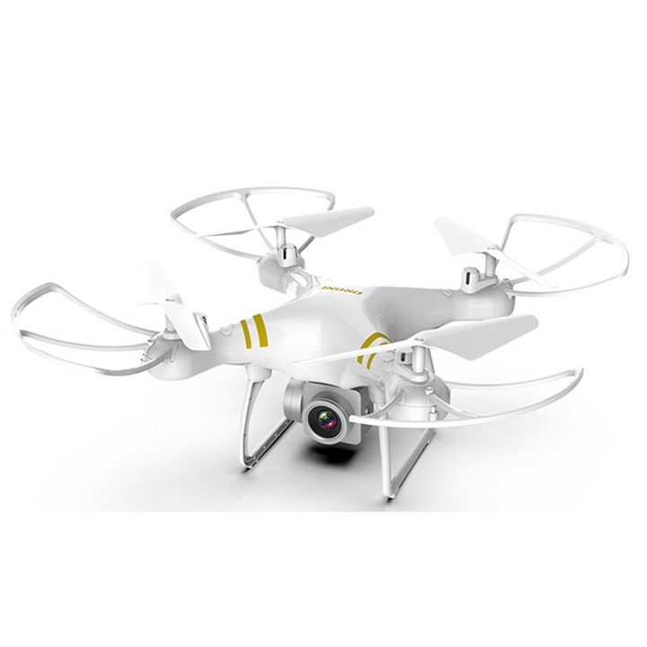 Квадрокоптер дрон, Mmgoqqt, 8S UAV, HD камера, бял, 3 батерии, 0-5 кг