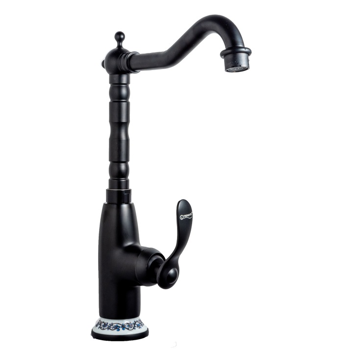 Смесител за кухня VENUS STAR, черен мат с керамична бродерия