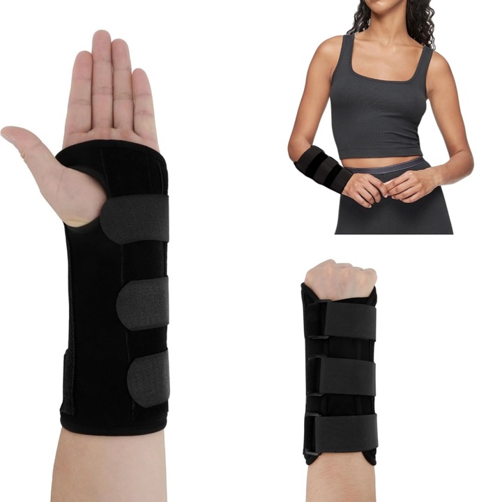 Orteza de incheietura mainii mana fixa, Suport pentru incheietura, leziuni, dureri de incheietura, marimea L, stanga, Culoare Negru