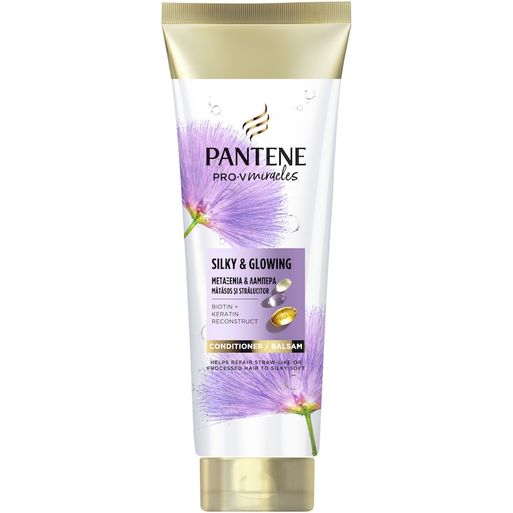 Balsam de par Pantene Pro-V Miracles Silky & Glowing pentru par uscat, tratat sau decolorat, 160 ml
