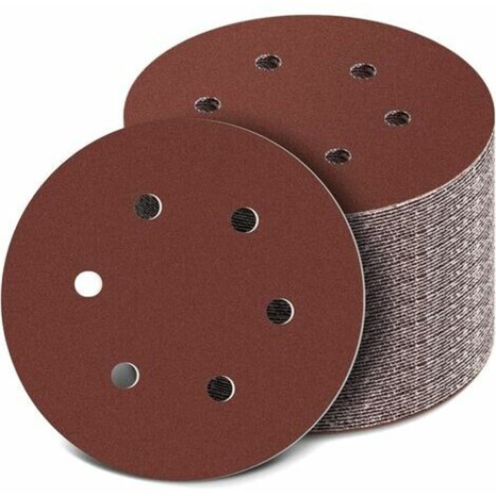 Set 100 discuri abrazive 40-800, BGHYHYHI, 150mm, pre-perforate, pentru slefuire metal, lemn, plastic, sticla