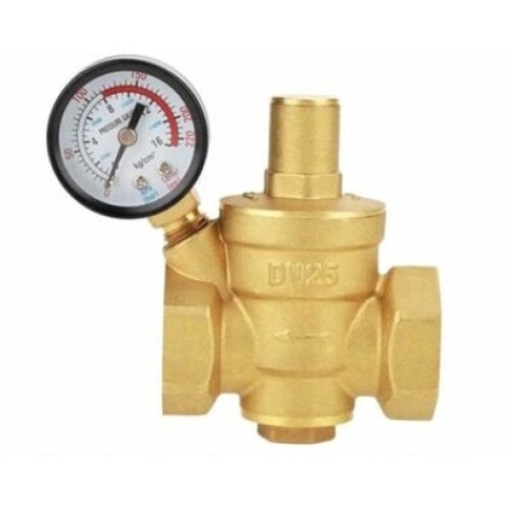 Редуктор за налягане DN25, BGHYHYHI, месинг, 0.05-0.8Mpa, 76x107mm, златист