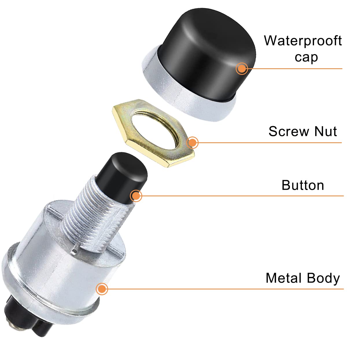 Set 4 Butoane de pornire motor, BGHYHYHI, metal, argintiu, 12V